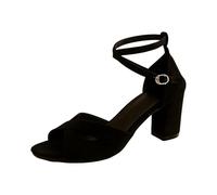 Heels de Danse para mujer, de encaje calado, con purpurina, tacón de 7 cm, suela de goma, zapatos de tacón alto, para mujer, cómodo antideslizante, para práctica de noche, ocio, T negro, 36 EU