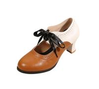 Heels genéricos para mujer, punta cerrada, tacón alto, brogue, zapatos de tacón alto, elegantes con hebilla ajustable, heels para fiesta de cerveza, noche, boda, oficina, verano, marrón, 36 EU