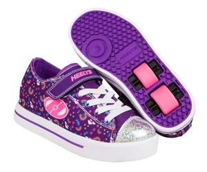 Heelys X2 Snazzy - Zapatos para niñas, color morado y multicolor, Púrpura Multi Arcoíris, 32 EU