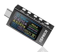 Heemol Multímetro USB 3.3V-40V USB C, Medidor 12A, Multimetro Digital PD3.1 QC4.0 PDO, Voltímetro de Alta Precisión Bidireccional de Voltaje, Corriente, Capacidad con Detección de Protocolo de Carga
