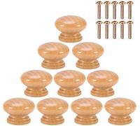 HEEPDD 10 piezas perillas gabinete madera, muebles redondos de madera natural, tirador de cocina, cajón de cocina, perilla de armario con tornillos para el pecho cajón, armario cocina, armario(33MM)