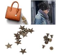 HEEPDD 10 Piezas Tachuelas Metálicas en Forma de Estrella, 14mm, Bronce, para Artesanía Punk Rock, Decoración de Ropa, Cuero, Cinturones, Zapatos y Joyas