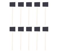 HEEPDD 10 Uds. Etiquetas de Plantas de Madera, Mini Tablero de Mensajes de Pizarra para Decoración de Bodas en Jardín, con Varilla Redonda, Ecológico y Ligero