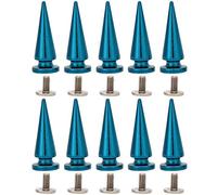 HEEPDD 10 Unids 10x26 MM de Gran Tamaño Cono Picos Remaches Punk Stud Tornillo Forma de Árbol Picos Traseros para DIY Zapatos de Cuero Chaqueta Craft Bolsa de Ropa(Azul)