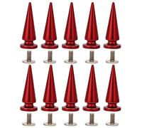 HEEPDD 10 Unids 10x26 MM de Gran Tamaño Cono Picos Remaches Punk Stud Tornillo Forma de Árbol Picos Traseros para DIY Zapatos de Cuero Chaqueta Craft Bolsa de Ropa(Rojo)
