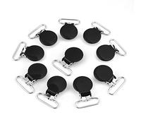 HEEPDD 10 Unids Clips Suspender, 25mm Metal Redondo Suspender Braces Chupete Correa Titular Babero Clip Correas Hebilla DIY Fabricación de suministros(Negro)