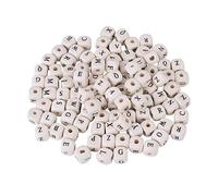 HEEPDD 100 Piezas de Cartas de Cubos de Letras de Arce, Cuentas Cuadradas Livianas con Múltiples Letras Aleatorias Adecuadas para Collares de Pulseras Artesanías de álbumes de Recortes