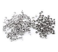 HEEPDD 100 Piezas de Doble Casquillo Remaches Conjunto, 6 x 8 mm de Metal Tubular Redondo de Cuero Remache de Bricolaje Accesorios de Leathercraft para Monedero de Tela Bolso de la Cartera(Plata)