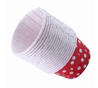 HEEPDD 100 Piezas Tazas para Hornear a Prueba de Grasa, Envoltorio de Papel para Pasteles y Magdalenas para Horno, Microondas, Cocción Al, Congelación, con 8 Colores Rojo, Rosa, (Punto de onda roja)