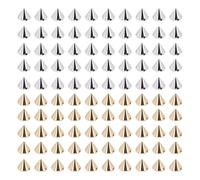 HEEPDD 100 Remaches Cónicos de 10 X 8 Mm, 50 Tachuelas Doradas y 50 Plateadas con Parte Trasera Plana para Decoración de Ropa y Proyectos de Manualidades