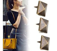 HEEPDD 100 Remaches Punk de Pirámide Cuadrada, Tachuelas de Metal de Cuatro Garras de Latón para Pulseras de Bricolaje, Ropa, Calzado y Bolsos (10MM)