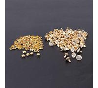 HEEPDD 100 unids Rhinestones Rivet Tack Crystal Inlay Remaches rápidos Tubular Metal Studs para la Ropa de Cuero Zapatos Bolsas(# 4)
