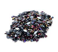 HEEPDD 1000 Piezas de Diamantes de Imitación de Ojo de Caballo, Cuentas para Manualidades, Gemas Decorativas Negras de 3x6 Mm para Proyectos de Bricolaje (09 AB negro)