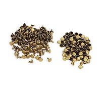 HEEPDD 100Pcs Doble Tapa Remaches Set, 8 x 8 mm Metal Redondo de Cuero Tubular Craft Rivet DIY Leathercraft Studs Spike Decoración Accesorios para Monedero de Tela Monedero Bolso(Bronce)