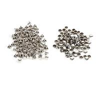 HEEPDD 100Pcs Doble Tapa Remaches Set, 8 x 8 mm Metal Redondo de Cuero Tubular Craft Rivet DIY Leathercraft Studs Spike Decoración Accesorios para Monedero de Tela Monedero Bolso(Plata)