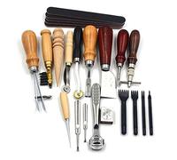 HEEPDD 19 PCS Herramientas de Trabajo de Cuero, Costación de Cuero Craft Punch Kit para Registros para Principiantes o Adultos para Adultos