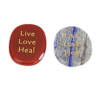 HEEPDD 2 Piezas de Piedra Grabada, Amor en Vivo Curan Patrón Tallado de Bolsillo Regalos de Piedra Palmera Palabras Inspiradoras Decoración Motivacional para Faras de Frasco de