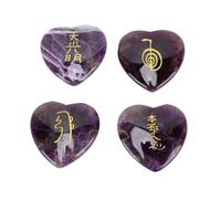 HEEPDD 4 Piedras de Cristal en Forma de Corazón con Texto Grabado, Color Morado Pulido Natural