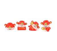 HEEPDD 4 Piezas Figura Mini de Dios de la Riqueza, Adorno Decorativo Estilo Chino Rojo, 4 Unidades,5 Cm, for Decoración del Hogar y Oficina