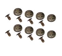 HEEPDD 50 Juegos de Tachuelas de Remache de Aleación Retro, Tachuelas de Estrella Redondas de 9,5mm con Base de Hierro de 3x6mm para Decoración de Ropa Artesanal de Cuero, Color Bronce