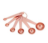 HEEPDD 6 Cucharas Medidoras de Acero Inoxidable, Marcas de Medición Grabadas para Ingredientes Secos y Líquidos, con Anillo en D y Cabezales de Cuchara Redondeados para Cocinar en la