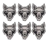 HEEPDD 6 Piezas Lindo Parche de Cachorro de Lobo, Vibrante Adorable Bordado de Apliques de Animales para Bolsas de Camisetas y Decoración del Hogar Entusiastas de (Cabeza de lobo gris)