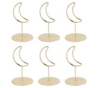 HEEPDD 6 Soportes para Números de Mesa en Forma de Luna, Soporte para Tarjetas de Nombre para Bodas, Fiestas, Menús de Restaurantes, Soporte para Notas Fotográficas con Base de Metal