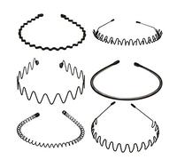 HEEPDD 6pcs Black Man Hair Hoop, Juego de Banda de Cabello de Metal Liviano Decorativo sin Deslizamiento, Adecuado para Lavar la Cara, Cuidado de la Piel, Trote, Fitness Nan