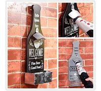 HEEPDD Abridor de Botellas Vintage Montado en la Pared, Madera y Acero, Apertura Fácil con una Sola Mano, Bueno para Cueva de Hombre, Cocina, Bar (2)