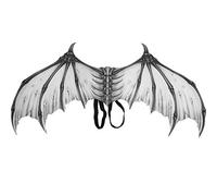 HEEPDD Accesorio de ala, Novedad, alas de Demonio de dragón, alas Plegables en y Negro, no Tejidas, alas de Hueso de Diablo, Accesorio de Disfraz de Halloween para Cosplay(Blanco)