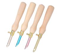 HEEPDD Agujas Perforadoras, Bolígrafos de Bordado con de Madera para Principiantes, 4 Piezas de Herramientas de para Proyectos de Bordado con Aguja Perforadora