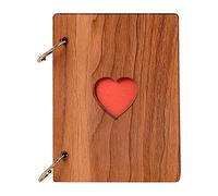 HEEPDD Álbum de Fotos de Bricolaje, álbum de Recortes con Cubierta de Madera con Relieve de Corazón, 32 Páginas de Tarjetas Negras, Libro de Recuerdos de 6 Pulgadas para Libro de Invitados de Boda,