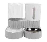 HEEPDD Alimentador Automático para Gatos por Gravedad y Dispensador de Agua, Alimentador Automático para Gatos 2 en 1 de Gran Capacidad con Rotación de 180 Grados y 2 Paquetes de (Gray)