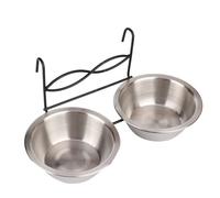 HEEPDD Alimentador de Tazón de Agua Dual de Acero Inoxidable Colgante para Jaula de Jaula de Cachorro para Perros de Gato, Tazón de Mascotas Higiénico No Tóxico para área de Alimentación Limpia