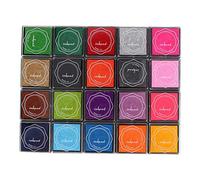 HEEPDD Almohadillas de Tinta de Dedo de 20 Colores para Niños, Almohadilla de Tinta Estampilla de Agua Soluble en Almohadilla de Tinta de Bricolaje con Esponja Elástica para Tarjetas