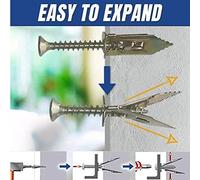 HEEPDD Anclajes Autoperforantes para Paneles de Yeso con Tornillos, Acero Al Carbono Cincado, Capacidad de 66 Libras, Kit de 50 Piezas (HEEPDDckagw8i6du-10256707)