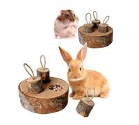 HEEPDD Applewood Juguete de madera para hámster, bandeja para aperitivos, juguete de estimulación mental con golosinas brillantes interactivas, juego para cobayas Gerbil