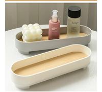 HEEPDD Bandeja Elegante, Organizador de Tocador Estrecho de Madera ABS, 10,83 X 3,39 X 1,97 Pulgadas, Soporte Antideslizante para Perfume de Maquillaje para Dormitorio, Baño, Entrada, Encimera (WHITE)