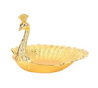 HEEPDD Bandeja para Servir Frutas con Forma de Pavo Real, Plato de Caramelo de Aleación de Zinc, Centro de Mesa, Cuenco para Aperitivos para Mesa de Centro, Plato de Aperitivo de Pavo