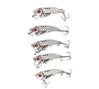 HEEPDD Blade Baits Señuelos de Metal para Pesca, Cebo Duro de Acero con Alto Contenido de Carbono, 5 Piezas, 7 G, con Ganchos Triples y Caja de Almacenamiento para Pesca de Lucio de Agua Dulce y
