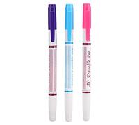HEEPDD Bolígrafo de Marcado de Tela, 3 Piezas Bolígrafo borrable con Agua Pluma de Marcado de Tela borrable con Calor de Doble Cabeza Accesorios de Costura de Tela DIY Rojo/Azul/Púrpura