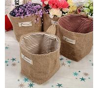 HEEPDD Bolsa de Almacenamiento Colgante de Lino y Algodón, Organizador Plegable, Rayas Azules, 10 X 10 X 13 Cm, Diseño Rústico para Almacenamiento de Dormitorio y Cocina de Oficina (Rayas Amarillas)