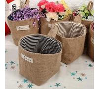 HEEPDD Bolsa de Almacenamiento Colgante de Lino y Algodón, Organizador Plegable, Rayas Azules, 10 X 10 X 13 Cm, Diseño Rústico para Almacenamiento de Dormitorio y Cocina de Oficina (Raya Azul)