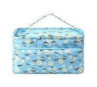 HEEPDD Bolsa de Almacenamiento de Hilo con 3 Ojales de Gran Tamaño, Organizador de Tejido Portátil, Bolsa de Proyecto para Ganchos de Ganchillo, Accesorios de Agujas, Abeja (Patrón de Flor de Abeja