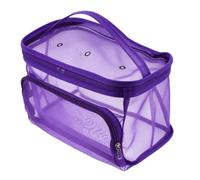 HEEPDD Bolsa de Almacenamiento para Lanas con Agujeros, Bolsa Organizadora de Malla Transpirable de 13,8x5,9x7,5 Pulgadas para Bolas de Tejer, Ganchos de Ganchillo, (Bolso De Malla Cuadrado Morado)