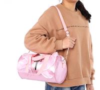 HEEPDD Bolsa de Ballet, Material Satinado, Correa Ajustable, Gran Capacidad, Ideal para Bailarinas y Niñas (Hilo Corto Rosa)