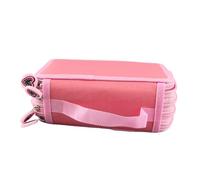 HEEPDD Bolsa de Lápiz Rosa de con 72 Agujeros de Soporte Elástico, Estuche de Lápiz de Múltiples Capas con Lindo Colgante de Cremallera para Suministros de Oficina, Organizador de Lápices de Oxford