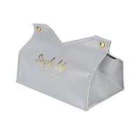 HEEPDD Bolsa para Toallas de Papel, Contenedor de Caja de Pañuelos Vintage de Cuero Artificial con Diseño de Fuente Impresa para el Hogar, Oficina, Dormitorio y Baño (Grey)