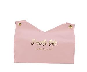 HEEPDD Bolsa para Toallas de Papel, Contenedor de Caja de Pañuelos Vintage de Cuero Artificial con Diseño de Fuente Impresa para el Hogar, Oficina, Dormitorio y Baño (Rosácea)