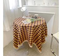 HEEPDD Borlas Hechas a Mano para Mesas Rectangulares y Redondas, Mantel de Tablero de Ajedrez, Rejilla Vintage con Decoración del Hogar (75 * 75cm)